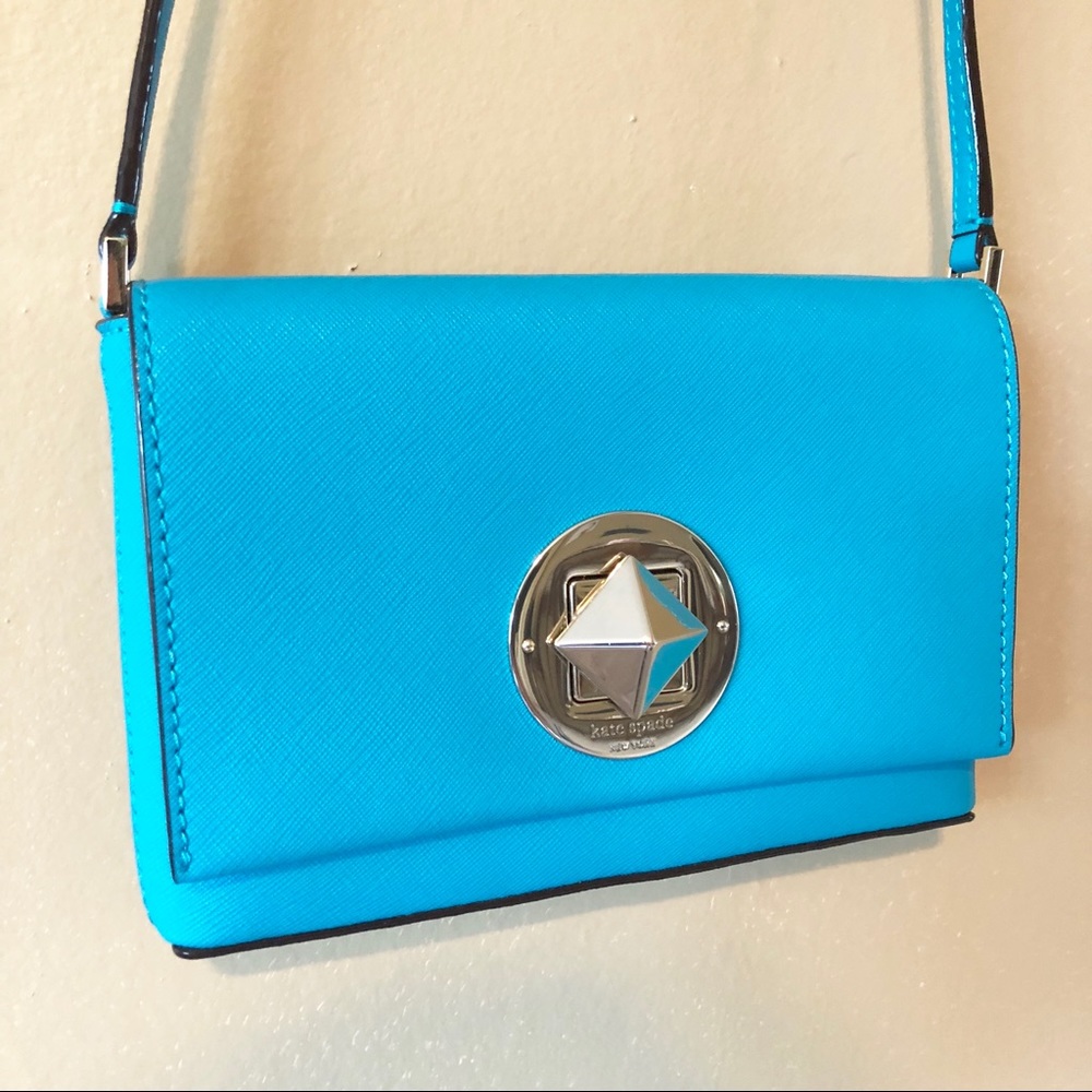 Kate Spade small turquoise blue crossbody purse